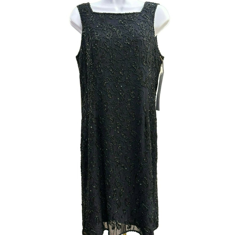 Phoebe for Kay Unger Women's Black Sequin Beaded Sleeveless Dress SIze 6 NWT